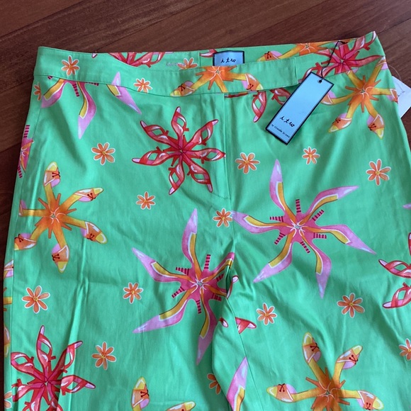 ITW by Claude Brown Colorful Green & Pink Women’s Capris - Size 16 - Picture 2 of 14